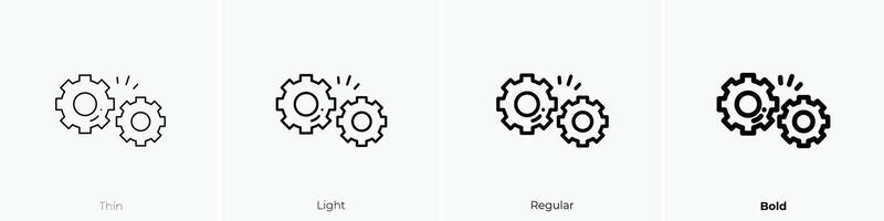 gears icon. Thin, Light, Regular And Bold style design isolated on white background vector