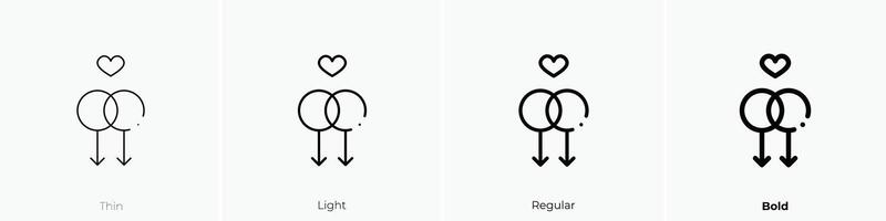 gay icon. Thin, Light, Regular And Bold style design isolated on white background vector