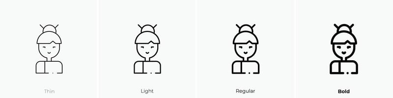 geisha icon. Thin, Light, Regular And Bold style design isolated on white background vector