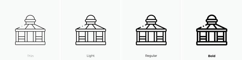 gazebo icon. Thin, Light, Regular And Bold style design isolated on white background vector