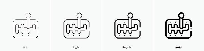 gear shift icon. Thin, Light, Regular And Bold style design isolated on white background vector