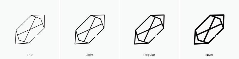 gem icon. Thin, Light, Regular And Bold style design isolated on white background vector