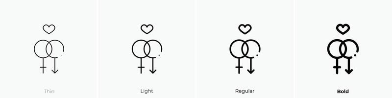 gender icon. Thin, Light, Regular And Bold style design isolated on white background vector