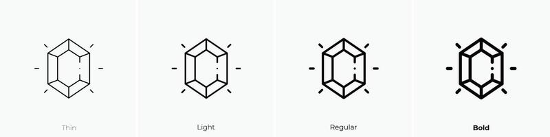 gem icon. Thin, Light, Regular And Bold style design isolated on white background vector