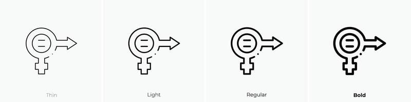 gender equality icon. Thin, Light, Regular And Bold style design isolated on white background vector