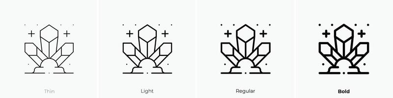 gemstone icon. Thin, Light, Regular And Bold style design isolated on white background vector