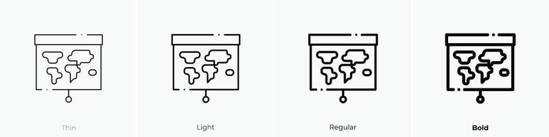 geography icon. Thin, Light, Regular And Bold style design isolated on white background vector