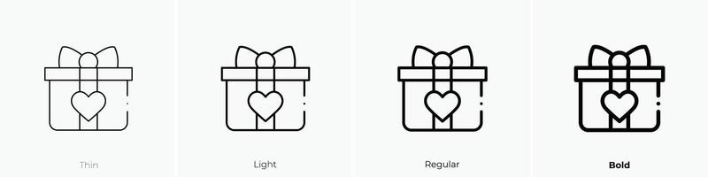 gift box icon. Thin, Light, Regular And Bold style design isolated on white background vector