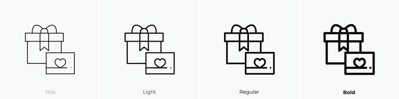 gift icon. Thin, Light, Regular And Bold style design isolated on white background vector