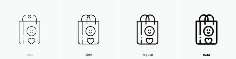 gift bag icon. Thin, Light, Regular And Bold style design isolated on white background vector