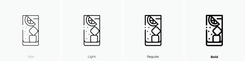 gin tonic icon. Thin, Light, Regular And Bold style design isolated on white background vector
