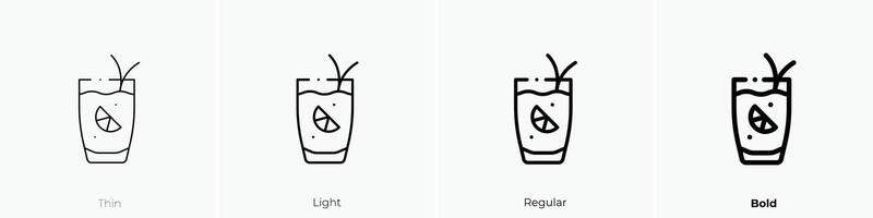 gin tonic icon. Thin, Light, Regular And Bold style design isolated on white background vector