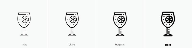 gin tonic icon. Thin, Light, Regular And Bold style design isolated on white background vector