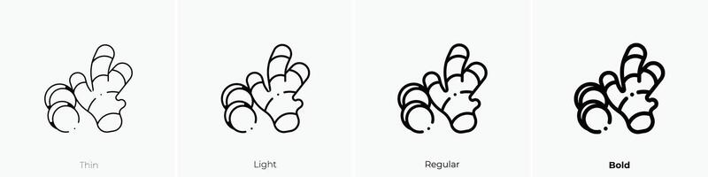 ginger icon. Thin, Light, Regular And Bold style design isolated on white background vector