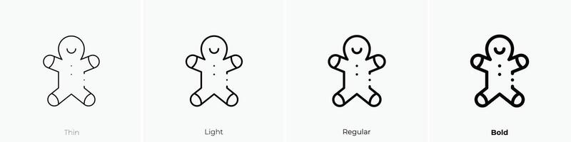gingerbread man icon. Thin, Light, Regular And Bold style design isolated on white background vector