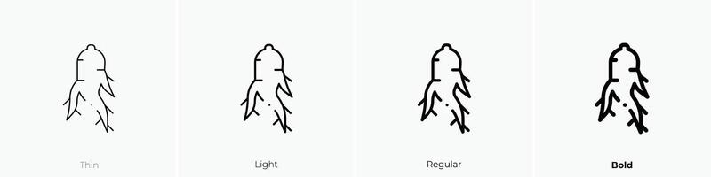 ginseng icon. Thin, Light, Regular And Bold style design isolated on white background vector