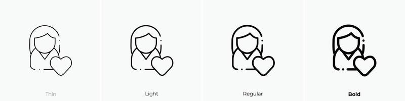 girlfriend icon. Thin, Light, Regular And Bold style design isolated on white background vector