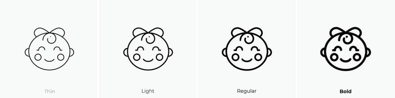 girl icon. Thin, Light, Regular And Bold style design isolated on white background vector