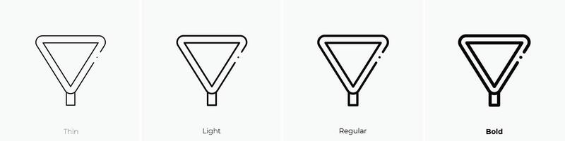 give way icon. Thin, Light, Regular And Bold style design isolated on white background vector
