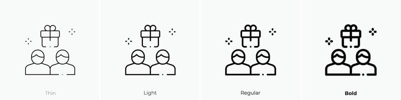 give icon. Thin, Light, Regular And Bold style design isolated on white background vector