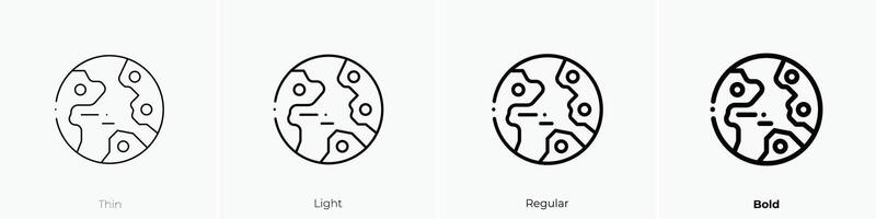 globe icon. Thin, Light, Regular And Bold style design isolated on white background vector