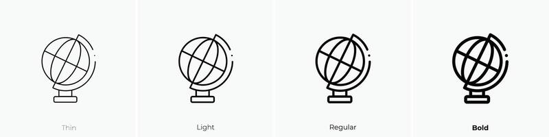 globe earth icon. Thin, Light, Regular And Bold style design isolated on white background vector