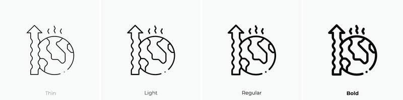 global warming icon. Thin, Light, Regular And Bold style design isolated on white background vector