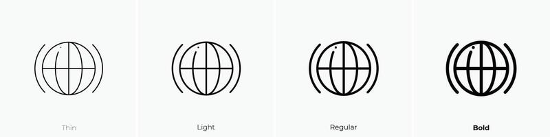 global icon. Thin, Light, Regular And Bold style design isolated on white background vector