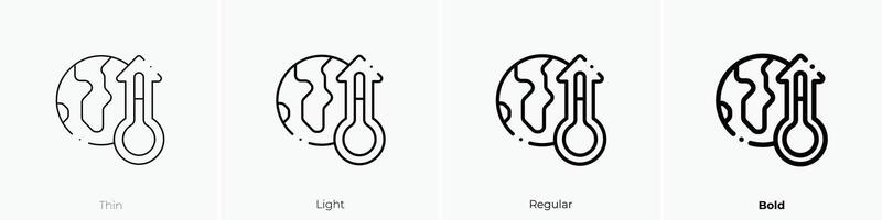 global warming icon. Thin, Light, Regular And Bold style design isolated on white background vector