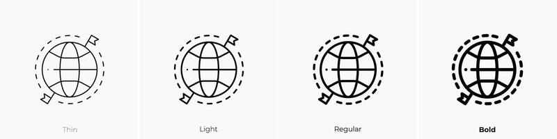 globe icon. Thin, Light, Regular And Bold style design isolated on white background vector