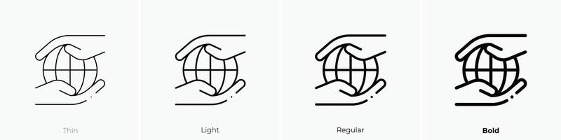 globe icon. Thin, Light, Regular And Bold style design isolated on white background vector