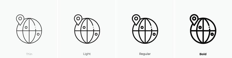 globe icon. Thin, Light, Regular And Bold style design isolated on white background vector
