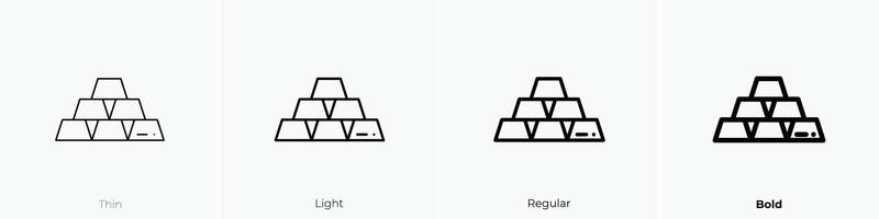 gold ingot icon. Thin, Light, Regular And Bold style design isolated on white background vector