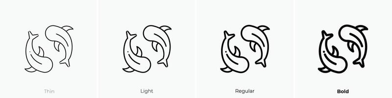 goldfish icon. Thin, Light, Regular And Bold style design isolated on white background vector