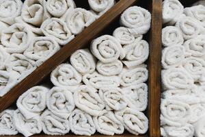 white clean barberman towels rolled into a cylinder photo