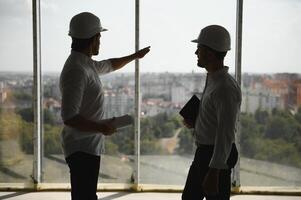 two business man construction site engineer. photo