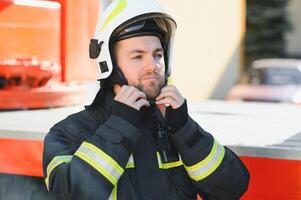 Fireman on duty,under exposed photo. photo