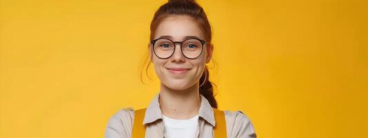 Cheerful Young Professional Woman Happily Working at Desk with Computer and Documents photo