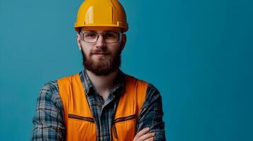 Confident Young Mechanical Engineer in Workwear Sharing Expertise on Industrial Project photo