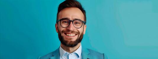 Successful Young Sales Manager Exudes Positivity and Confidence in Stylish Corporate Portrait photo