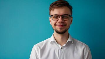 Smiling Young Professional IT Manager Working in Corporate Office Setting photo