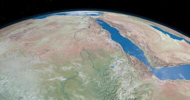Nile river in planet earth, aerial view from outer space video