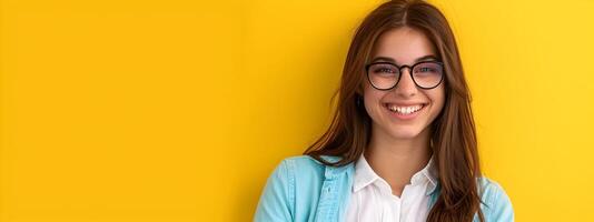Joyful Business Professional Exuding Confidence and Positivity in Vibrant Office Setting photo