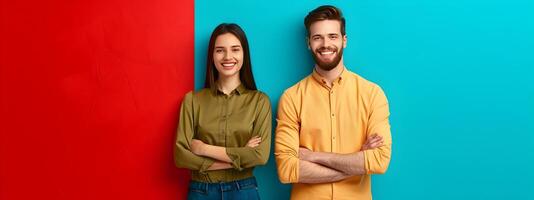 Portrait of Confident Young Professionals Collaborating in a Modern Office Setting photo