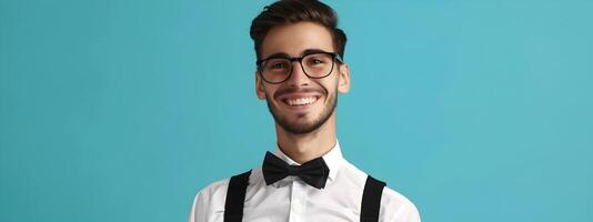 Smiling Young Professional Concierge Providing Friendly Assistance in Hotel or Office Setting photo