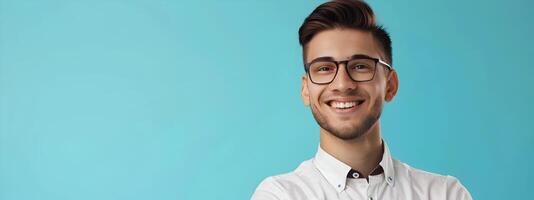 Smiling Young Professional Businessman Working in Office photo