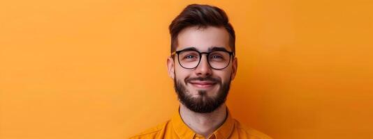 Smiling Young IT Professional Posing on Colorful Background photo