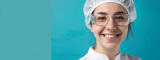 Confident Female Control Technician Smiling at in Laboratory Setting photo
