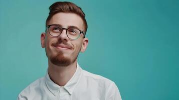 Confident and Smiling Young Professional Businessman Portrait on Colored Background photo
