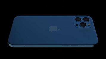 3D model of smartphone rotates on black background. Design. Stylish 3d animation for new smartphone model. Advertising animation with motion design for phone video